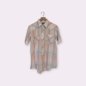 Vintage Wrangler | Pink/Blue/White Plaid Cowboy Western Button Down Shirt 15.5"